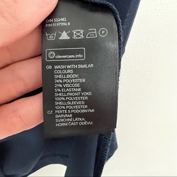 H&M Womens Blue Faux-wrap front sheer sleeve shift dress - Picture 9 of 10